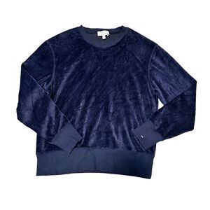 & Other‎ Stories Women's Size S Velvet Velour Crew Neck Sweatshirt Navy